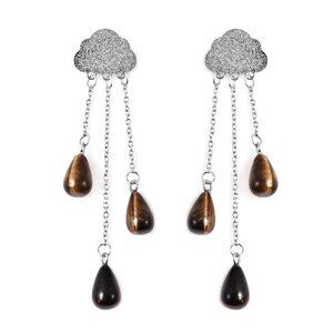 Natural Unenhanced South African Tiger's Eye Rain Cloud Chandler Earrings